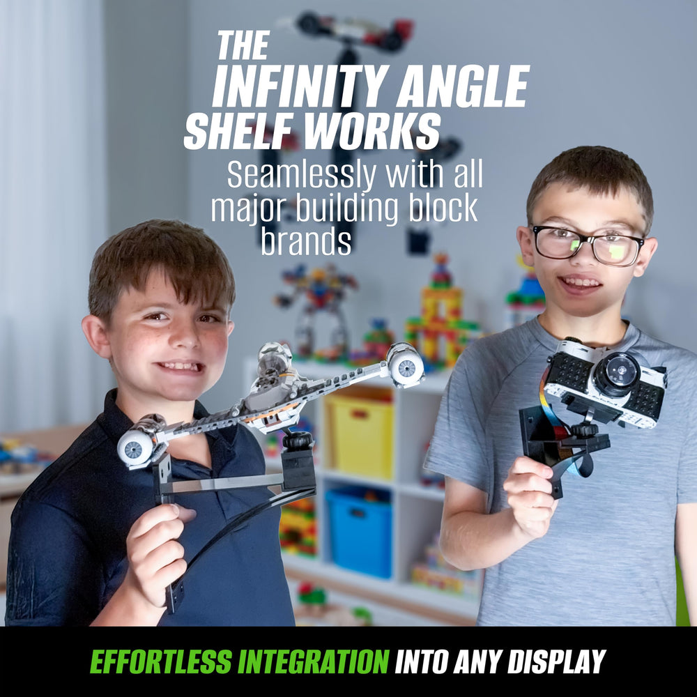 Brickmaster Displays Infinity Display Shelf 6in universal compatibility for major brick brands.
