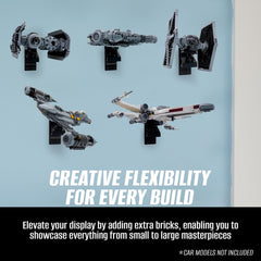 Brickmaster Displays Infinity Display Shelf wall-mount option for space-saving setups.