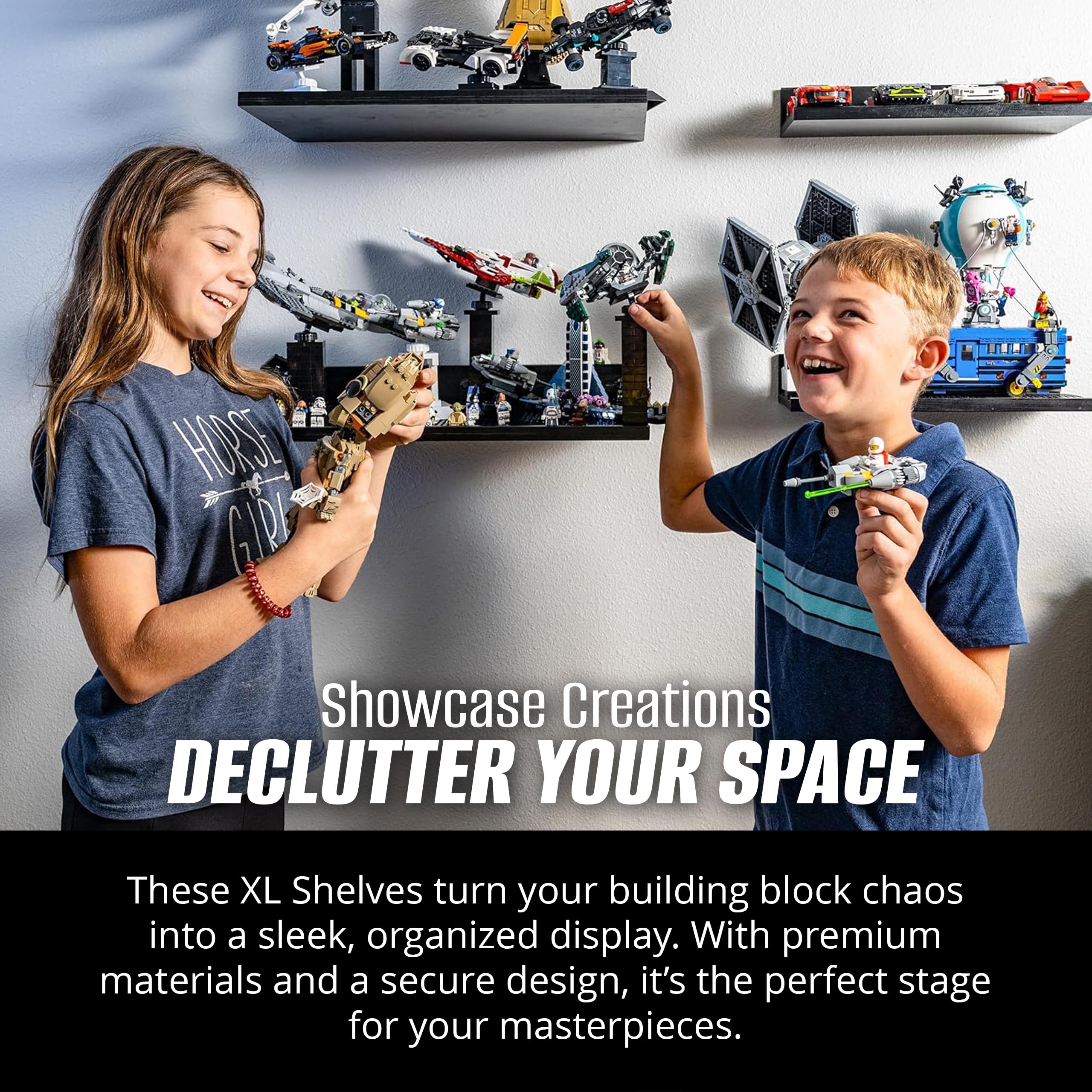 Brickmaster Displays generous 11 in depth and 20.5 in width for ample space