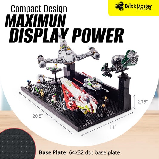 Brickmaster Displays XL wall-mounted shelf securely displays brick collections