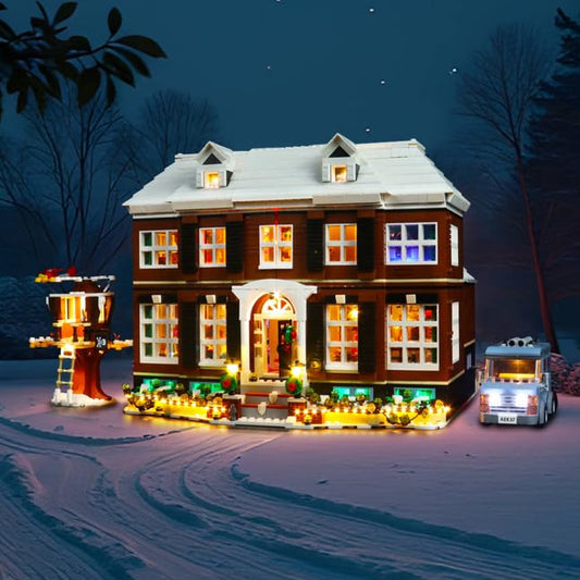 Brickshining LED lighting kit for LEGO Home Alone 21330—front view glow.