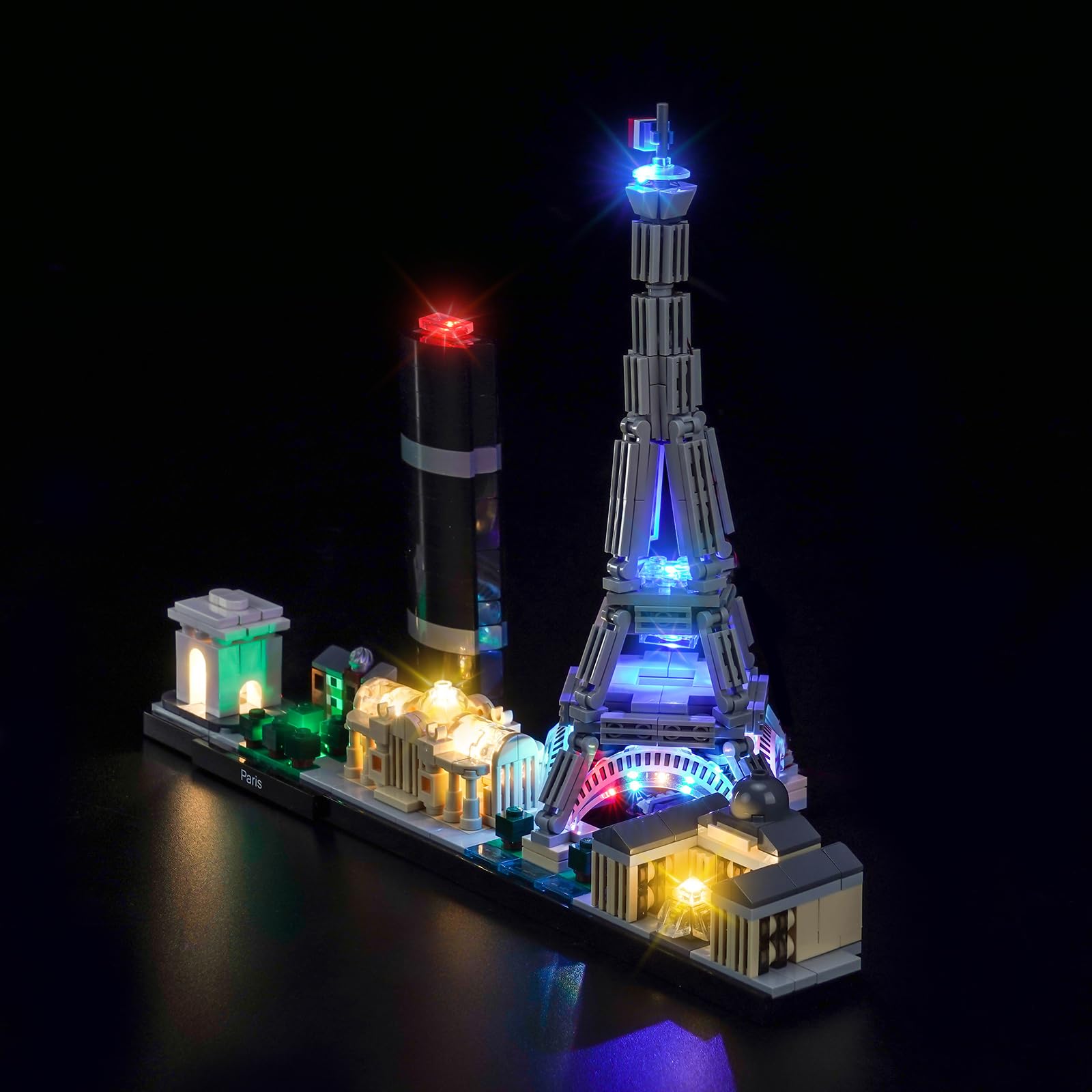 Brickshining light kit for Paris city display adds lifelike glow to LEGO Architecture 21044.