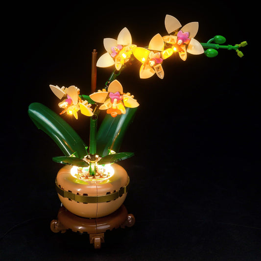 Brickshining Mini Orchid LED lighting kit assembly highlights details