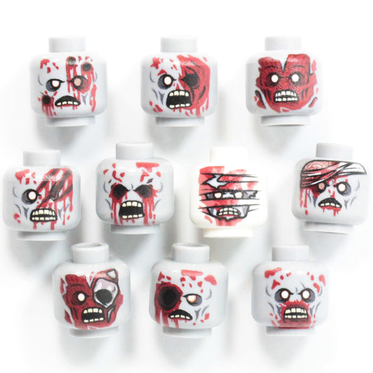 BrickTactical Zombie Gore Head Pack minifigs with durable printing for imaginative play.