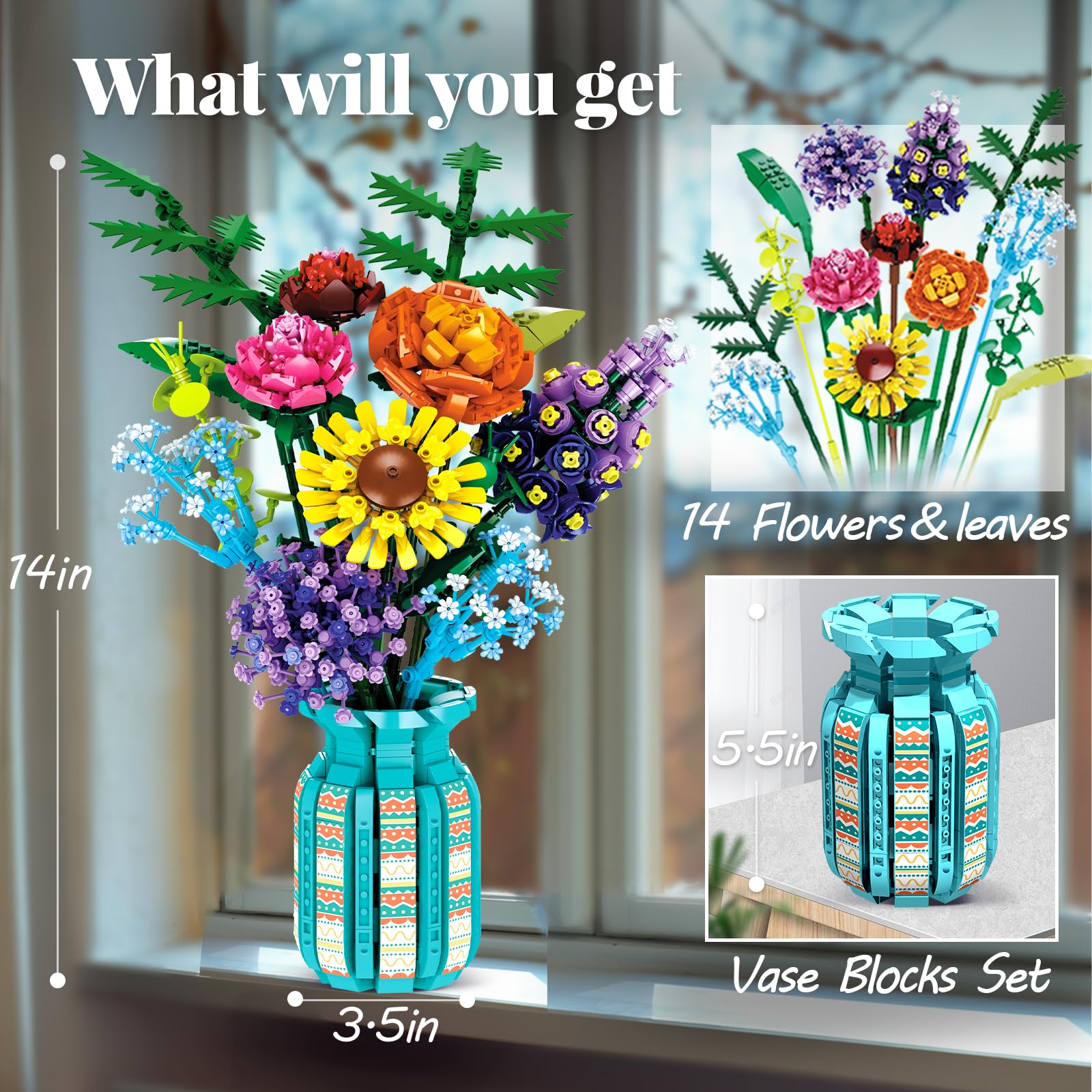 BrickTribe 1853-piece kit for durable, repeatable floral arrangements