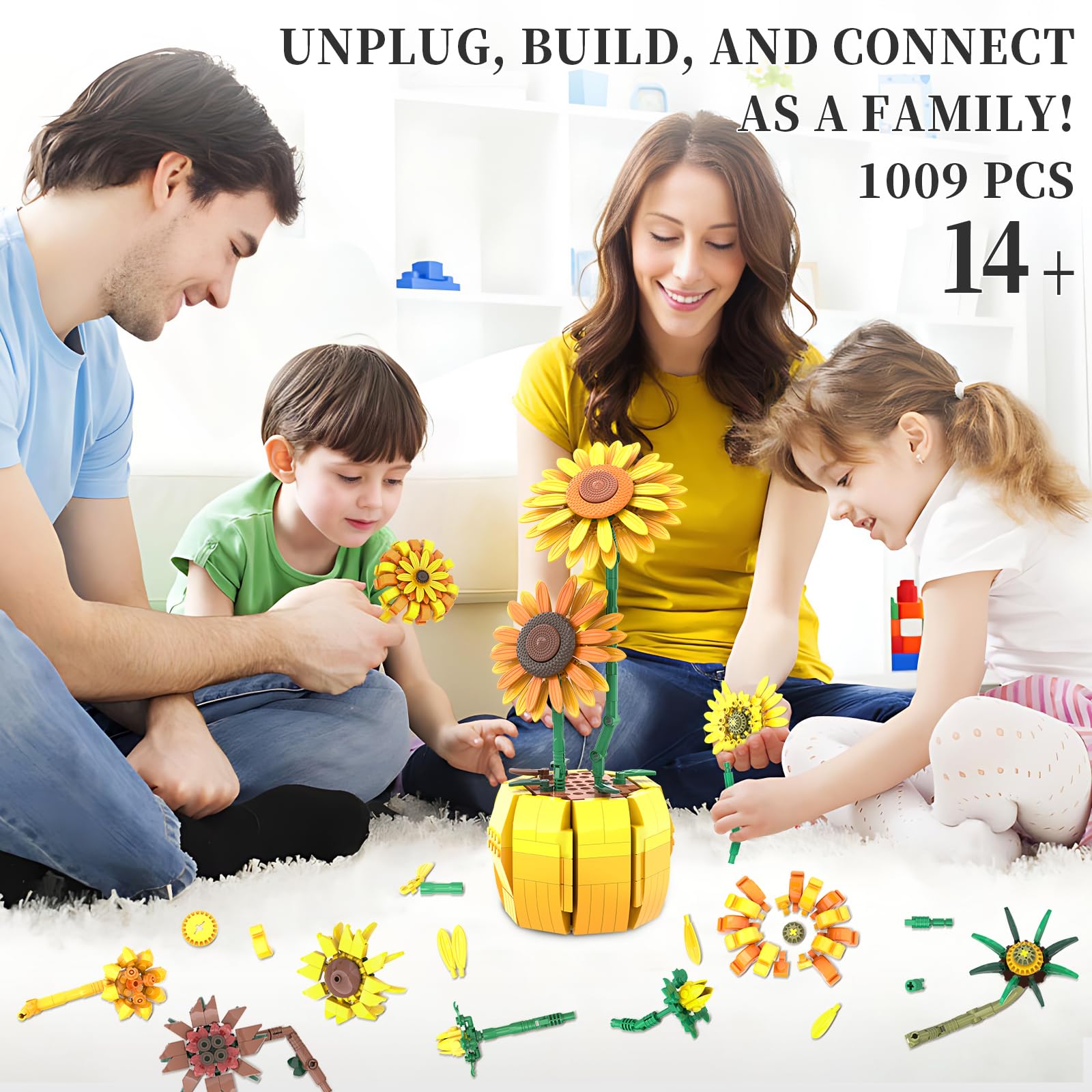 BrickTribe adult-building sunflowers offer relaxing, creative downtime.