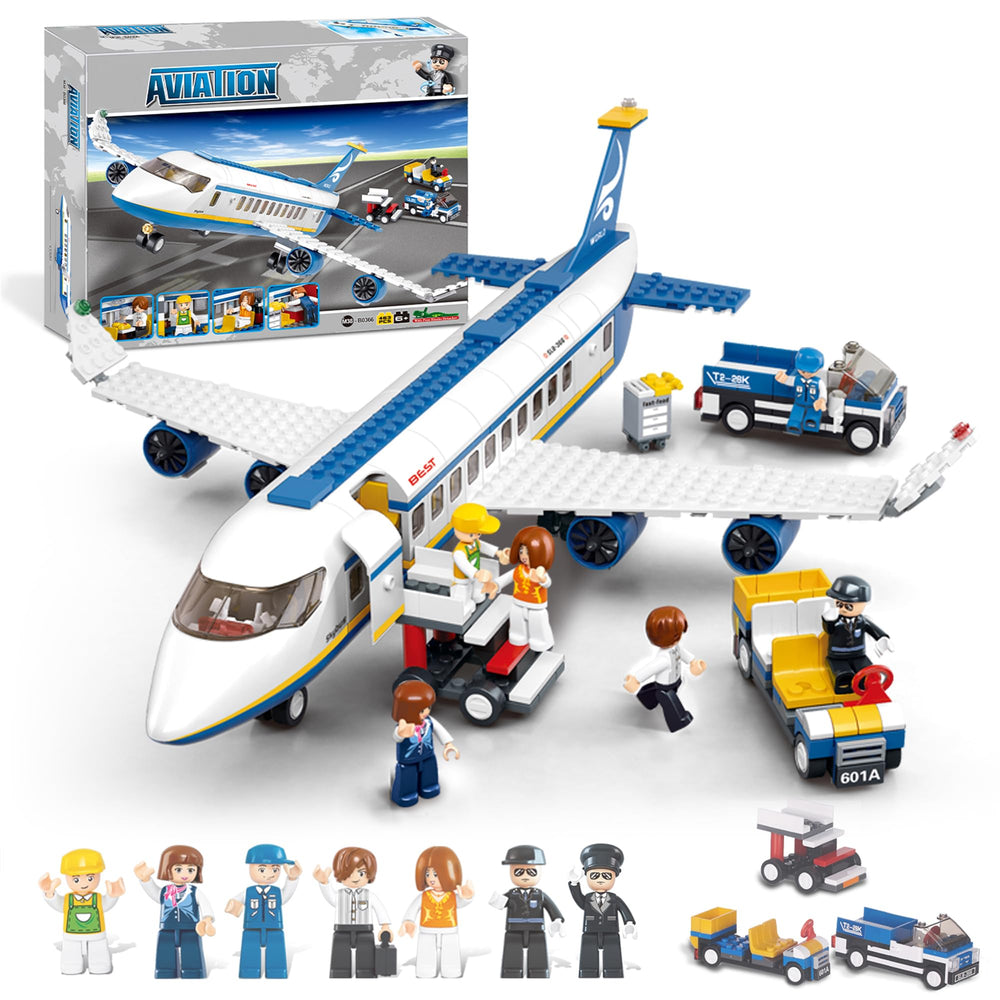 BrickTribe City airplane with ground service fleet boosts imaginative airport play