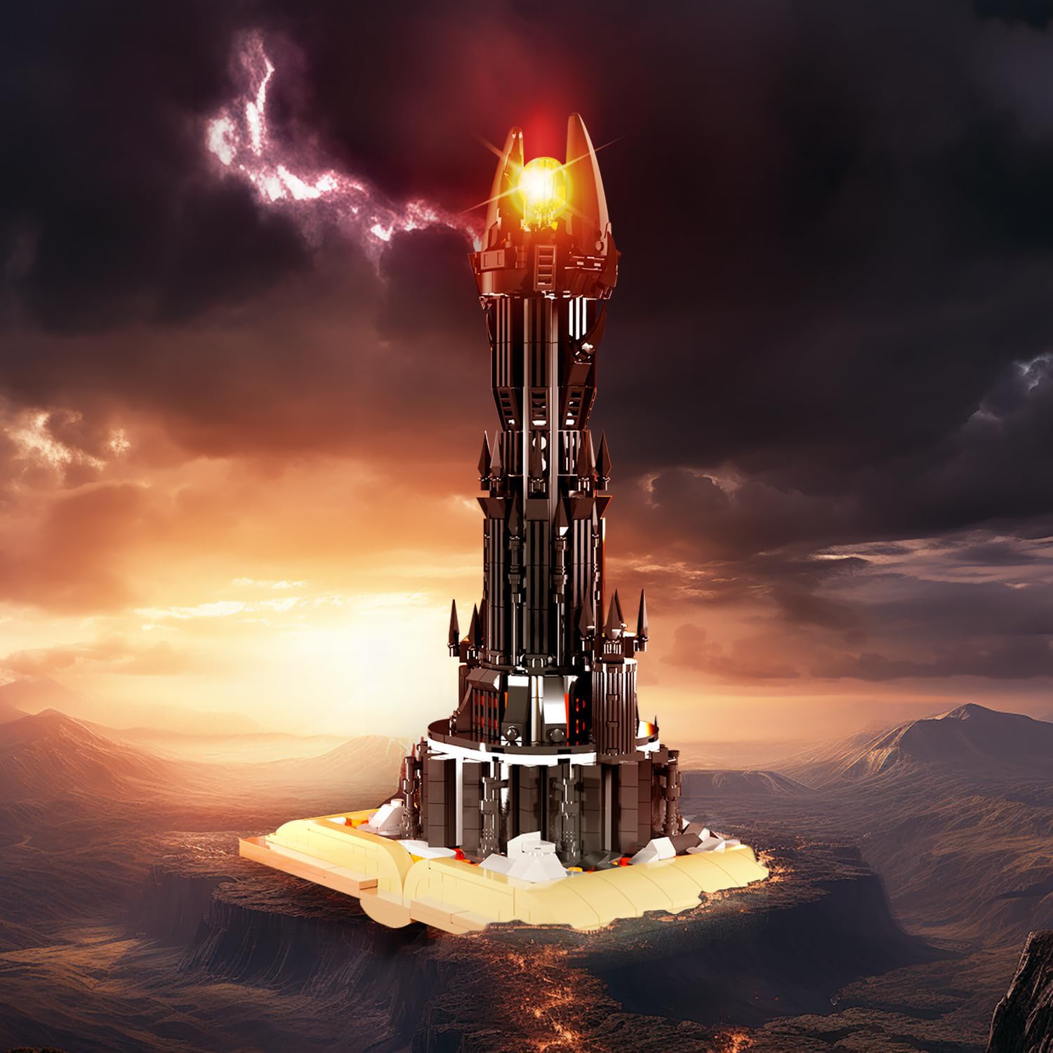 BrickTribe Glowing Lord Castle Display Scene enables dramatic shelf presentation