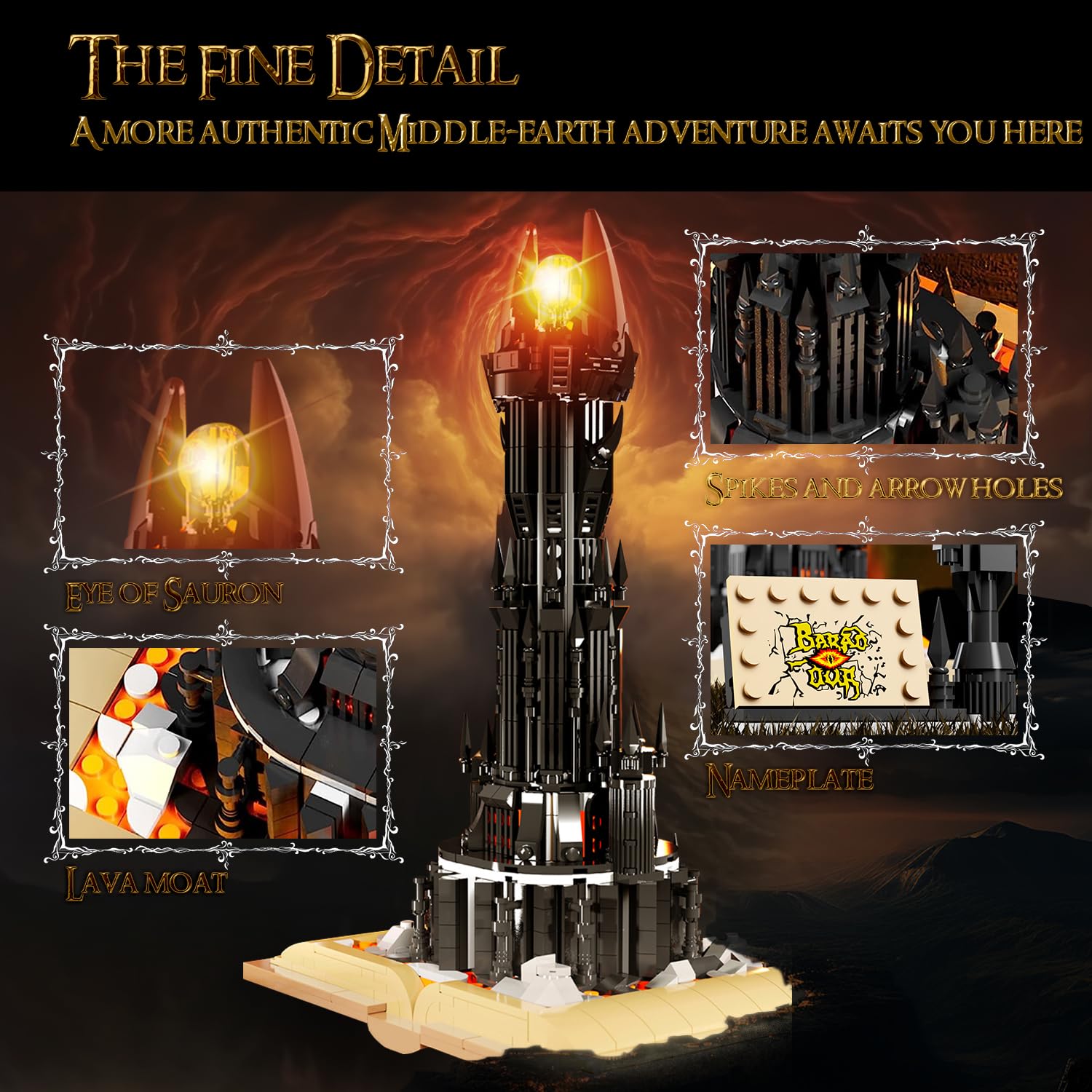 BrickTribe Glowing Lord Castle Spire Detail highlights architecture and collectability