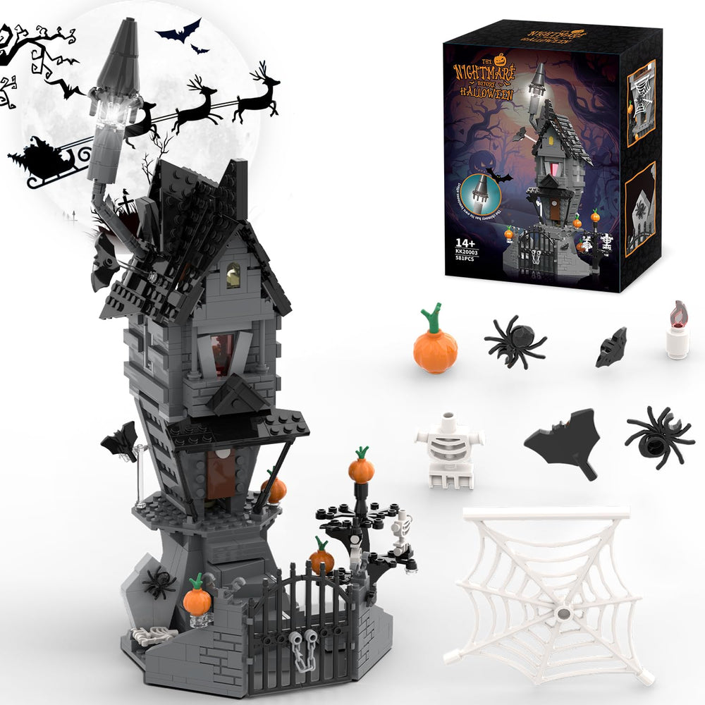 BrickTribe Haunted Mansion front gate adds authentic entryway detail for imaginative play.