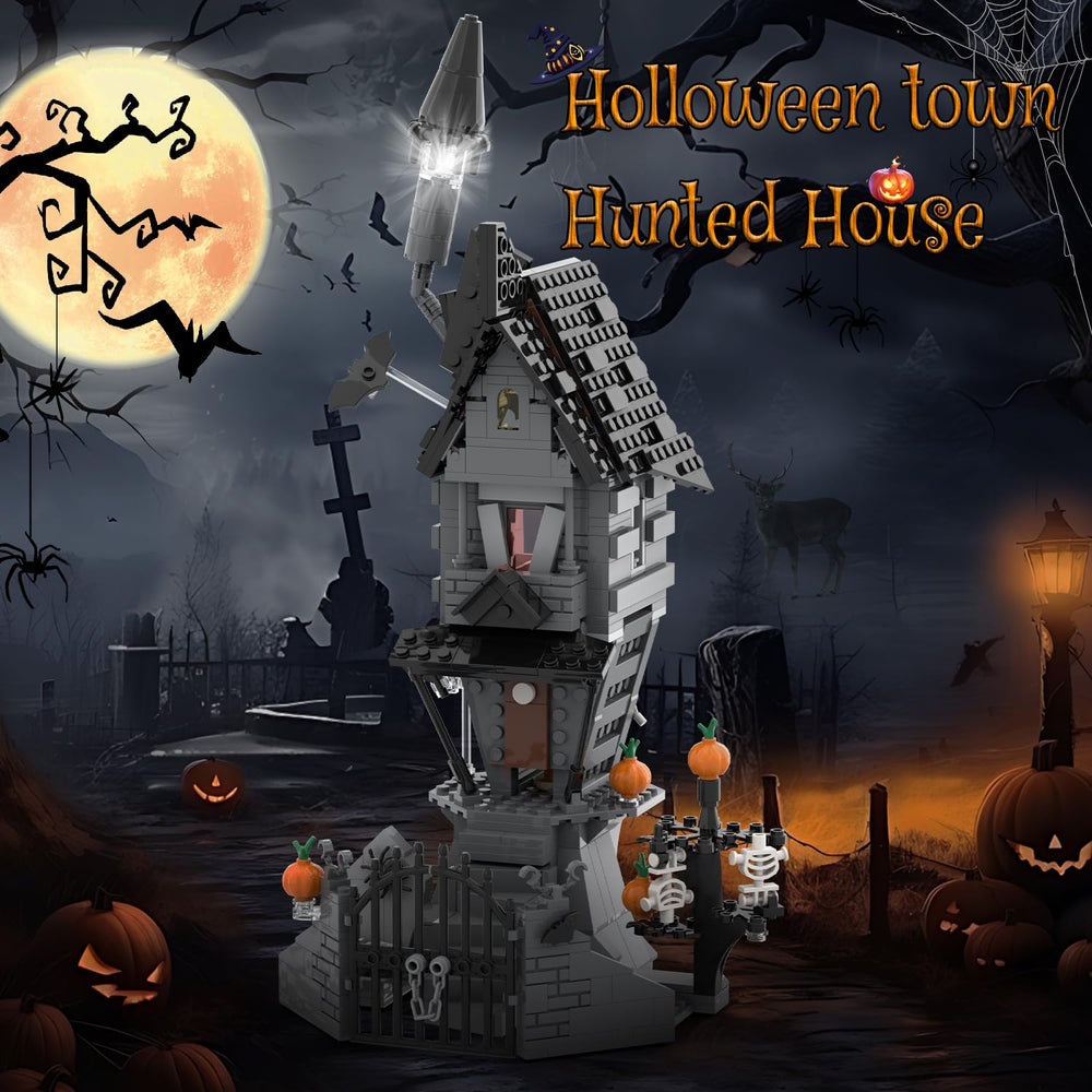 BrickTribe Haunted Mansion grand staircase enhances dramatic building and display.