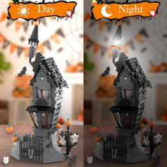 BrickTribe Haunted Mansion open iron doors provide interactive reveal moments.