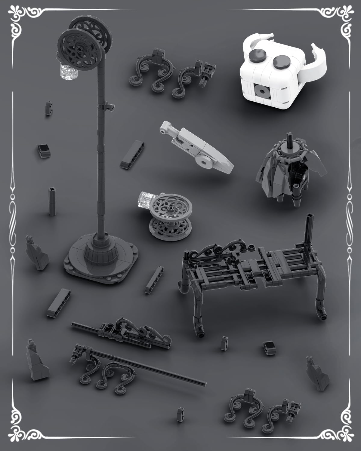 BrickTribe Knight Figure bench and scene elements boost room décor.