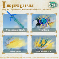 Master Sword blade reveal from dragon skull, bright shine for display.