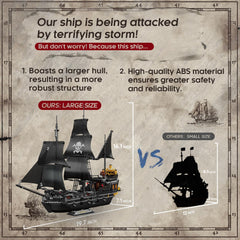 BrickTribe pirate ship kit rudder and sail, sturdy construction for immersive building.