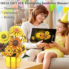 BrickTribe sunflower bonsai-inspired kit showcases art for gifting or collection.