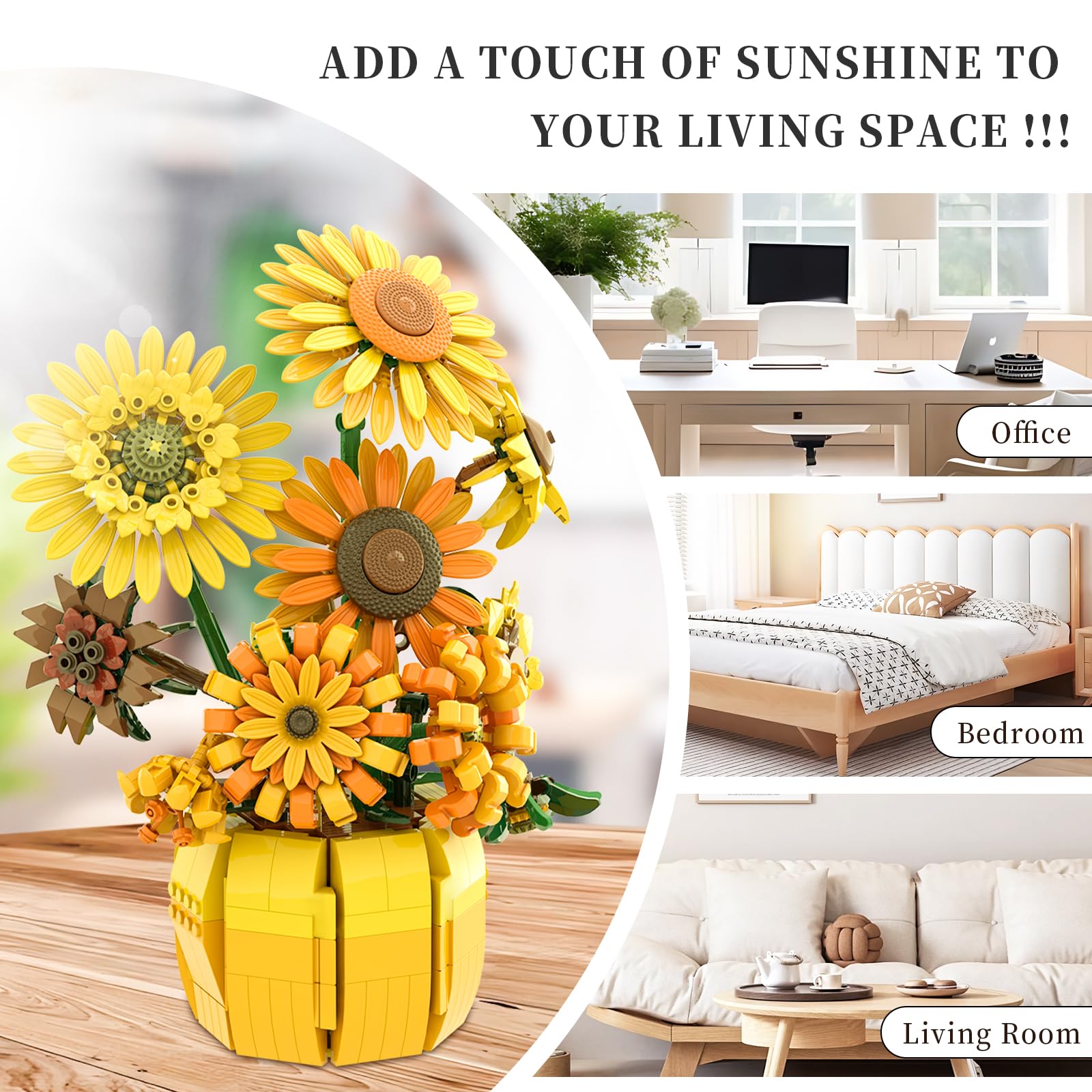 BrickTribe sunflowers bouquet centerpiece brightens office or living space.