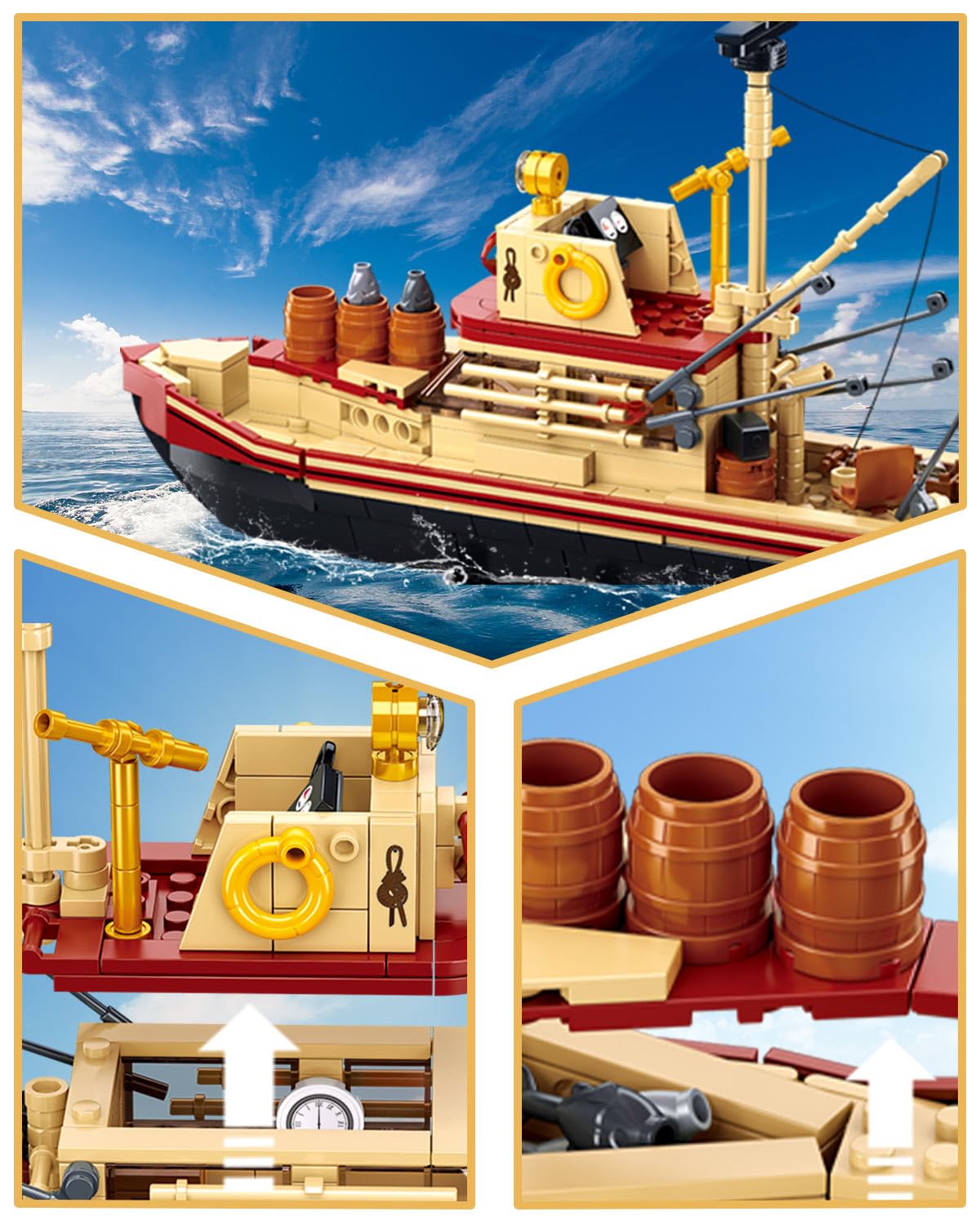 BrickTribe three fishermen minifigures enabling narrative play and scenes