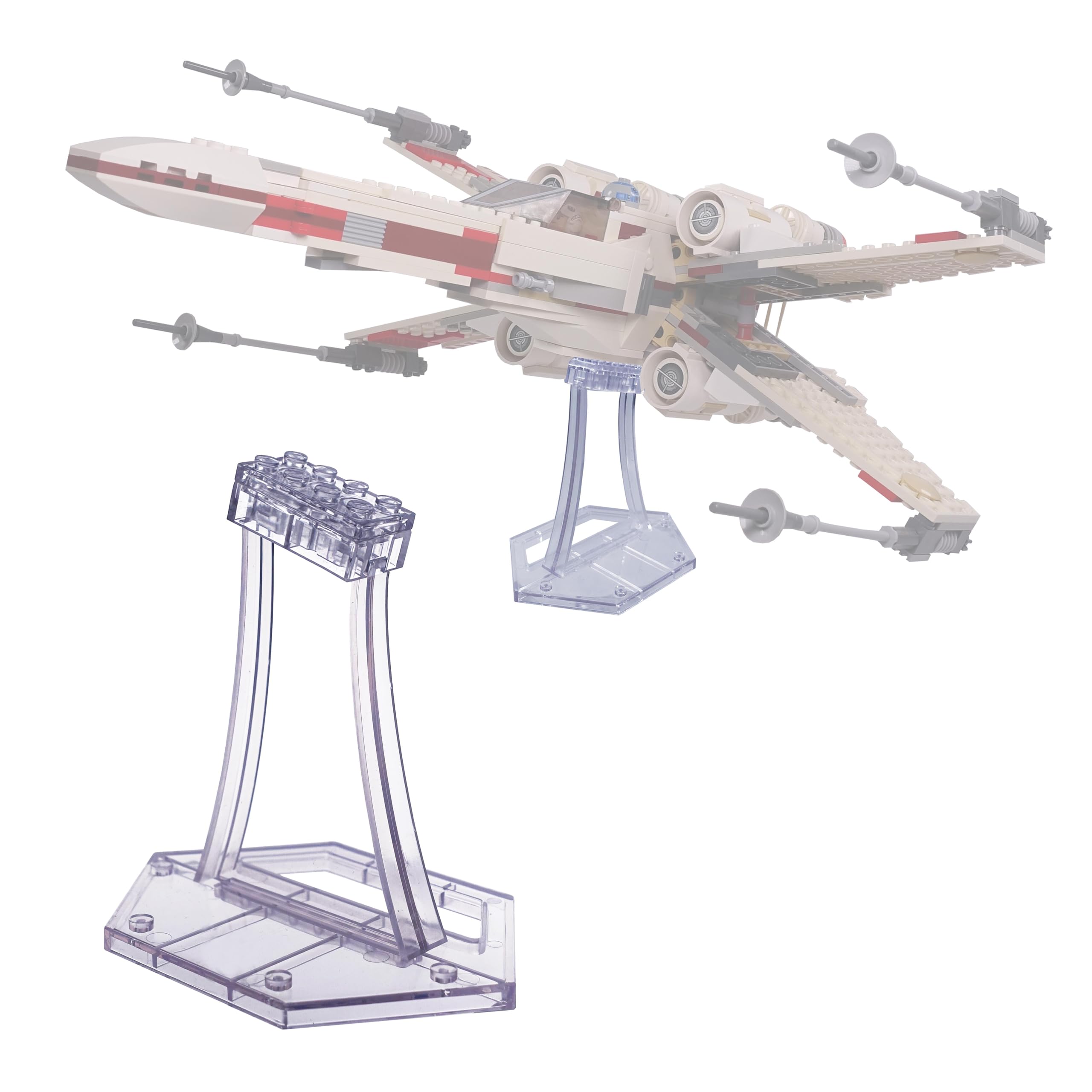 BrickVisions display stand for LEGO X-Wing 75301 with a 15-degree angled view for clear display.