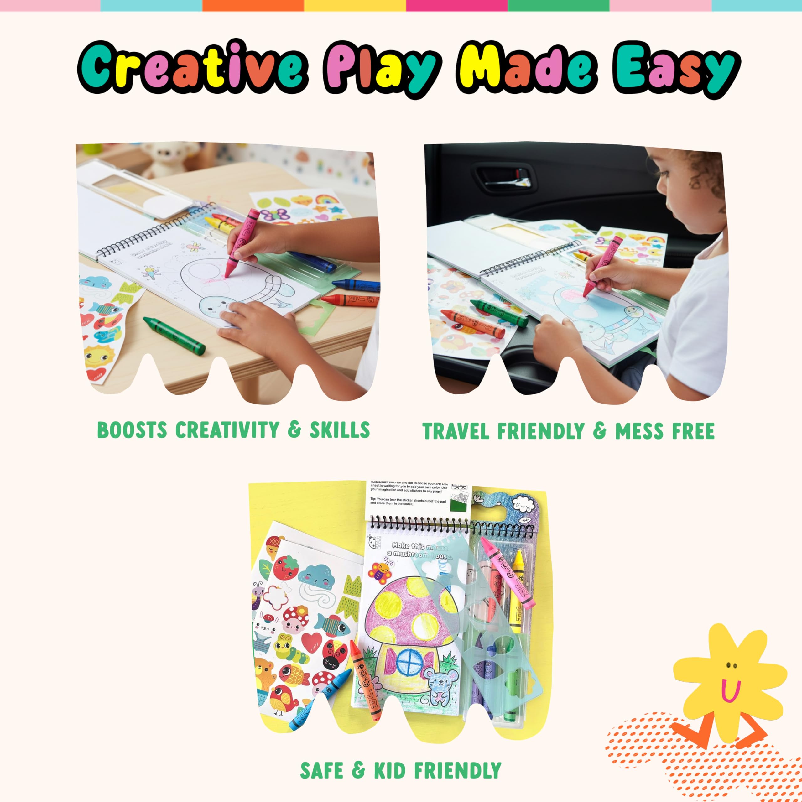 Bright Stripes activity pages and blank pages inspire screen-free imagination