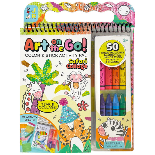 Bright Stripes art on the go collage kit for kids, portable and mess-free during travel.