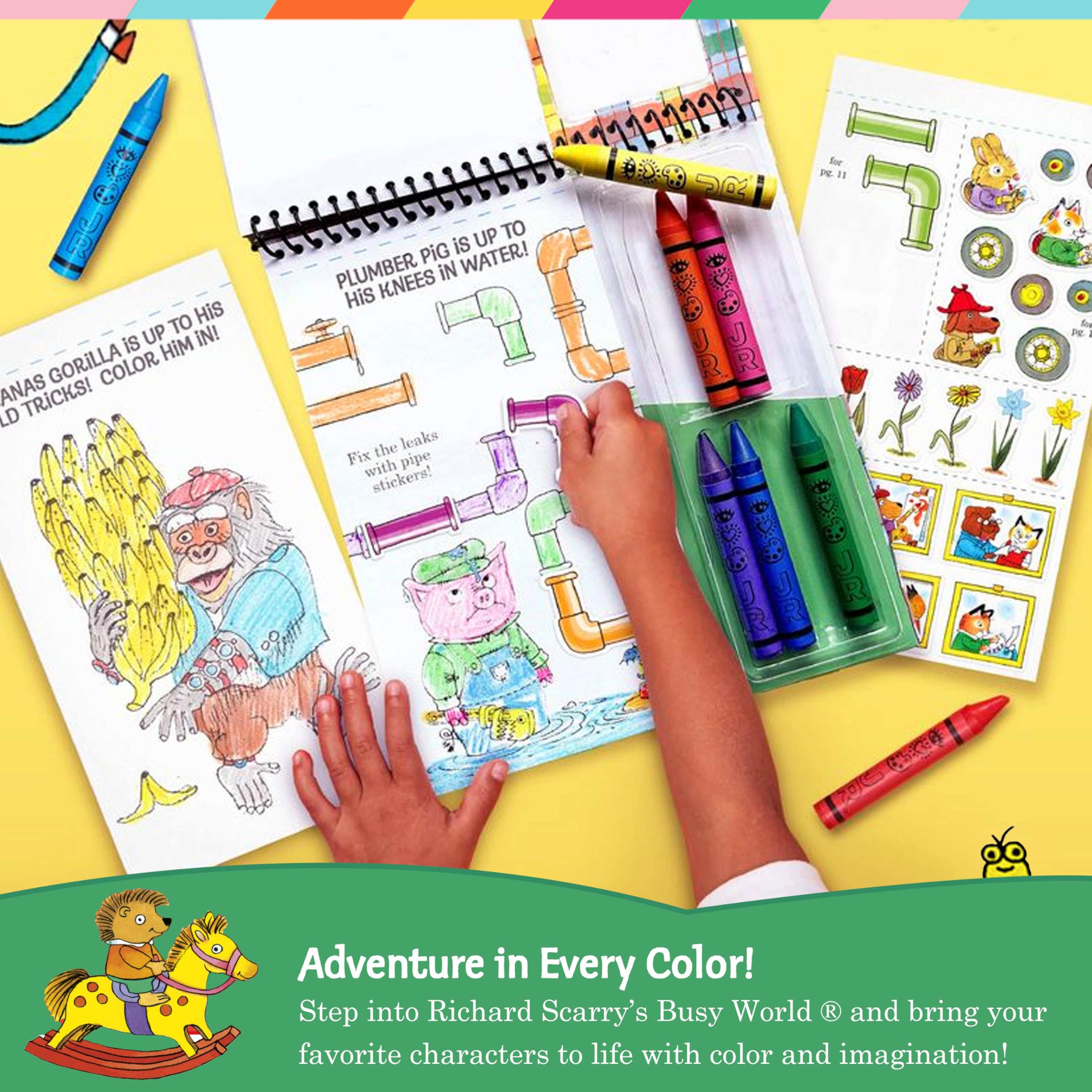 Bright Stripes crayons in a compact case keep colors mess-free