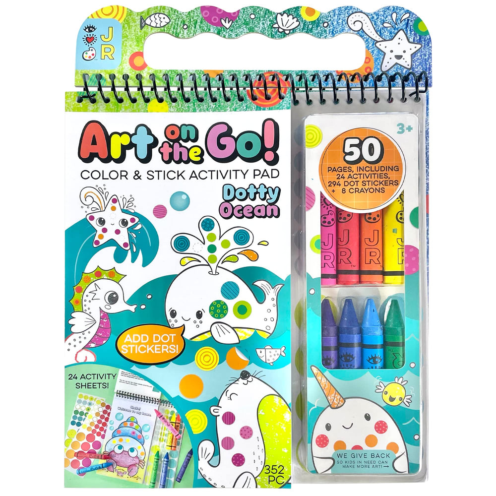Bright Stripes Dotty Ocean Travel Kit cover ideal for mess-free car ride fun.