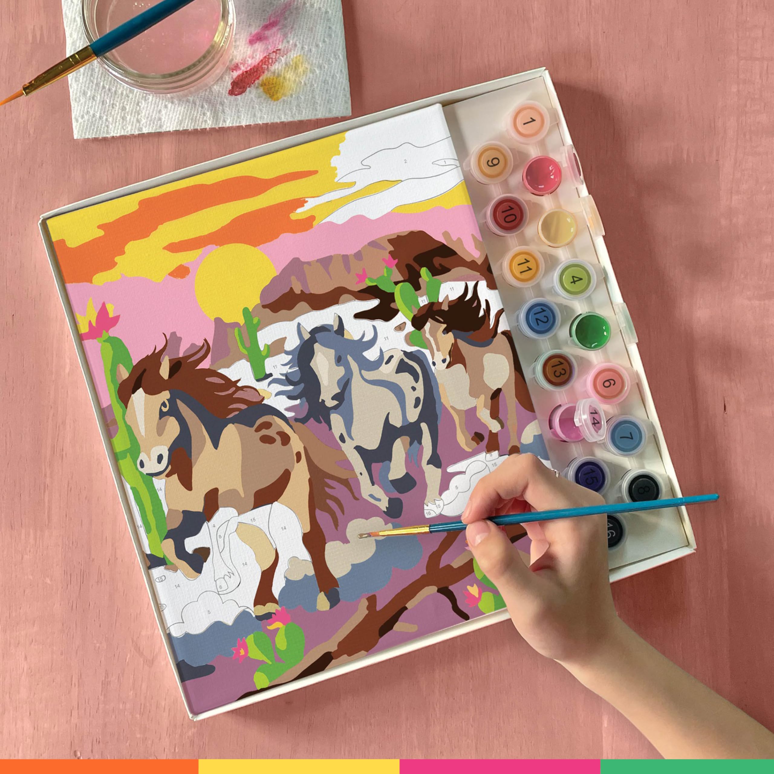 Bright Stripes iHeartArt framed canvas setup for easy painting