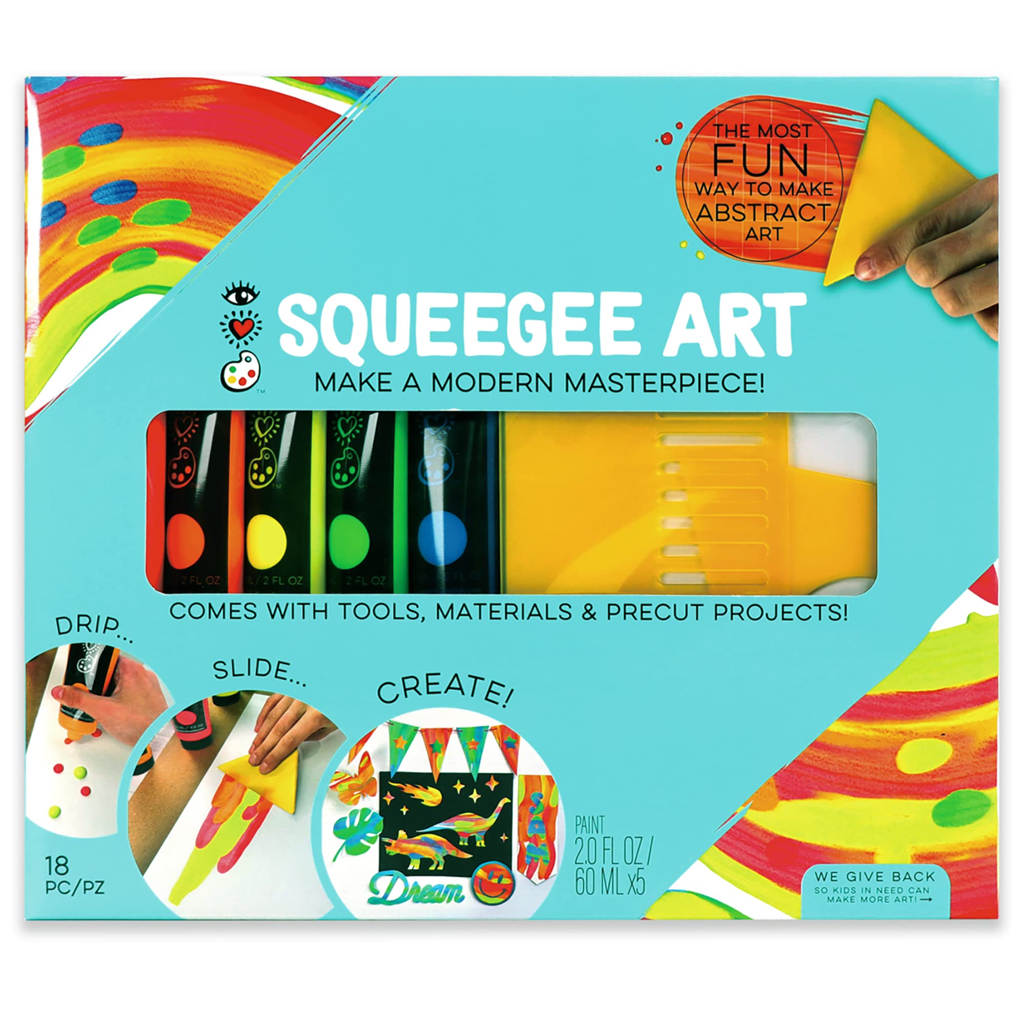 Bright Stripes iHeartArt kit contents for mess-free creative sessions