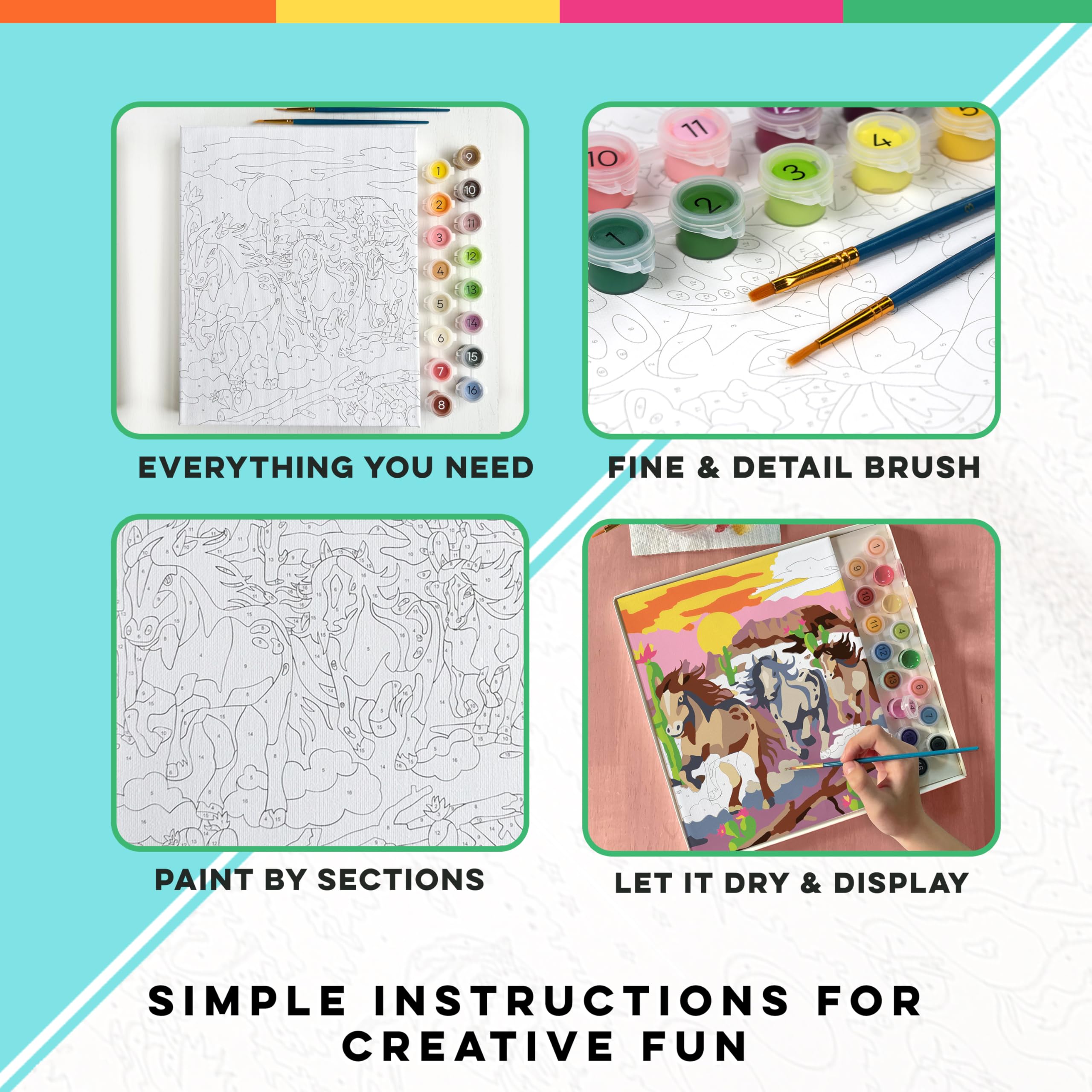 Bright Stripes iHeartArt ready-to-hang artwork for young artists and families