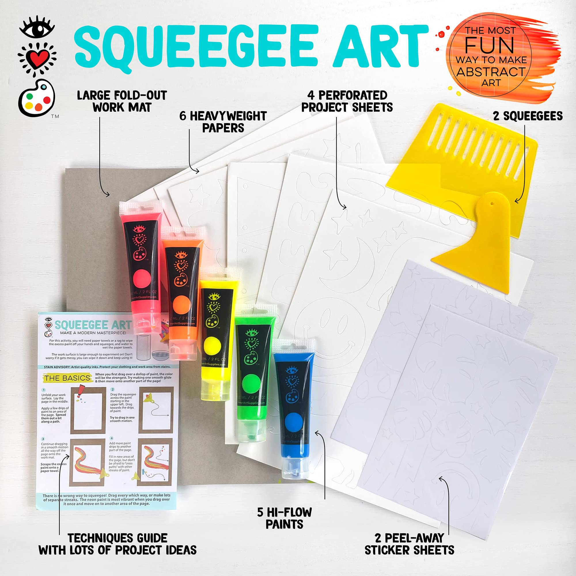 Bright Stripes iHeartArt squeegees create smooth, wide strokes for dynamic designs