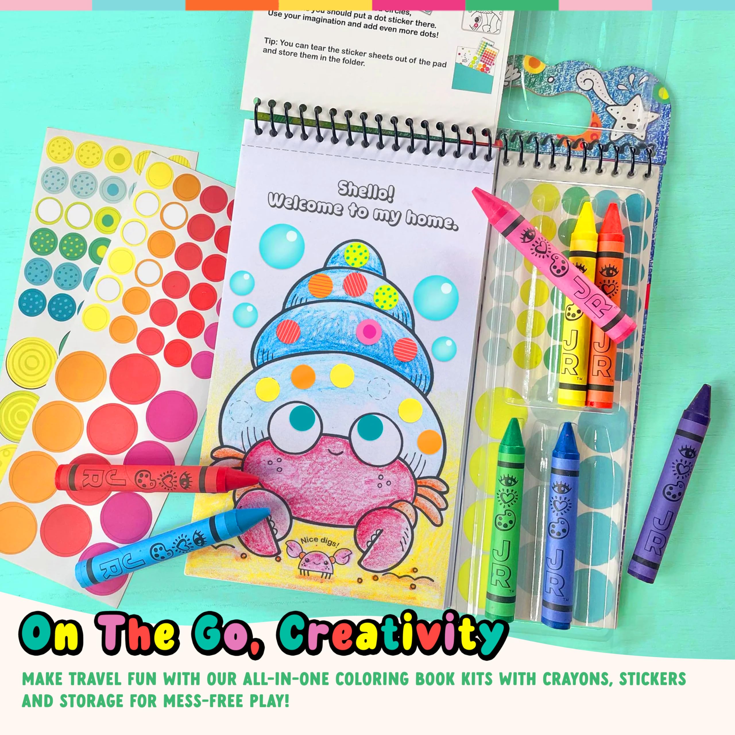 Bright Stripes mess-free arts on the go support quiet, screen-free play.