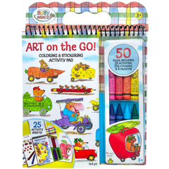 Bright Stripes Richard Scarry Travel Coloring Kit showcases Busy World art for screen-free travel fun