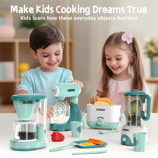 BRIGPICIOUS Coffee Maker Toy demonstrates pretend water dispensing during role-play.