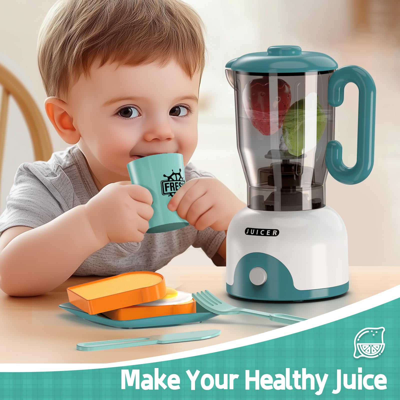 BRIGPICIOUS Kids Kitchen Plates Cups Utensils set enriches playtime.