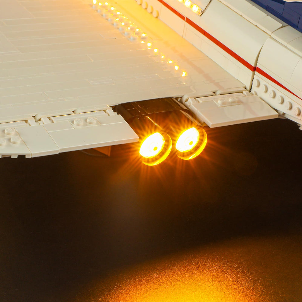 BRIKSMAX Concorde light kit dusk effect creates atmospheric display lighting.
