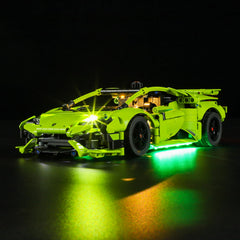BRIKSMAX Lamborghini Huracan Tecnica LED kit lights up the Lego model for display