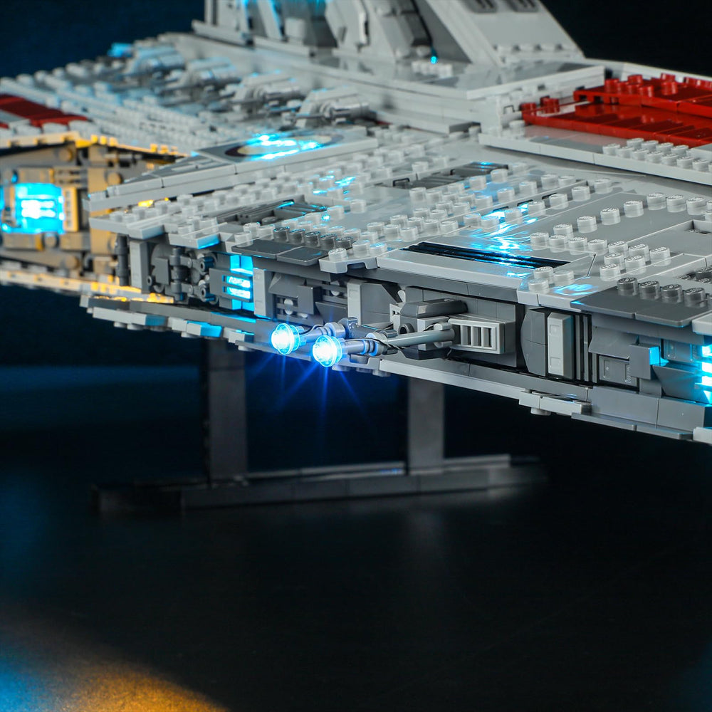 LED illumination creates a warm, vivid showcase without altering bricks