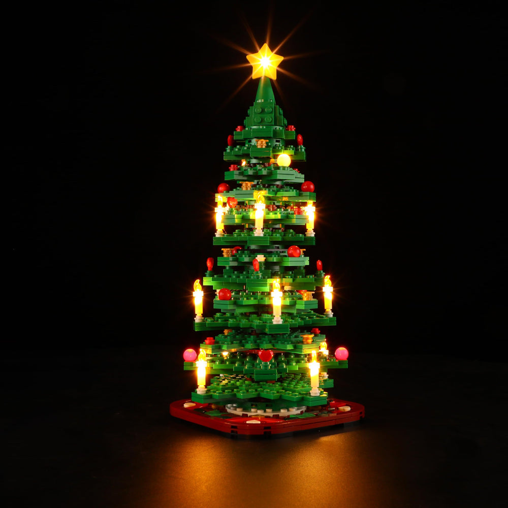 BRIKSMAX LED Lighting Kit for LEGO 40573 tree provides bright, even illumination in close-up.