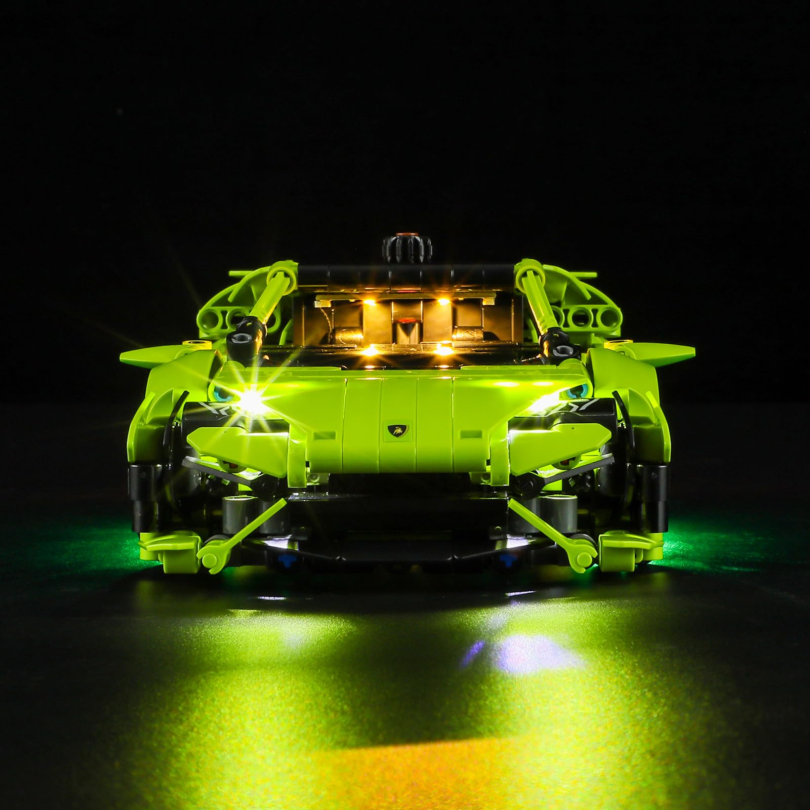 BRIKSMAX LED lights installed to highlight details of the Lego 42161 model