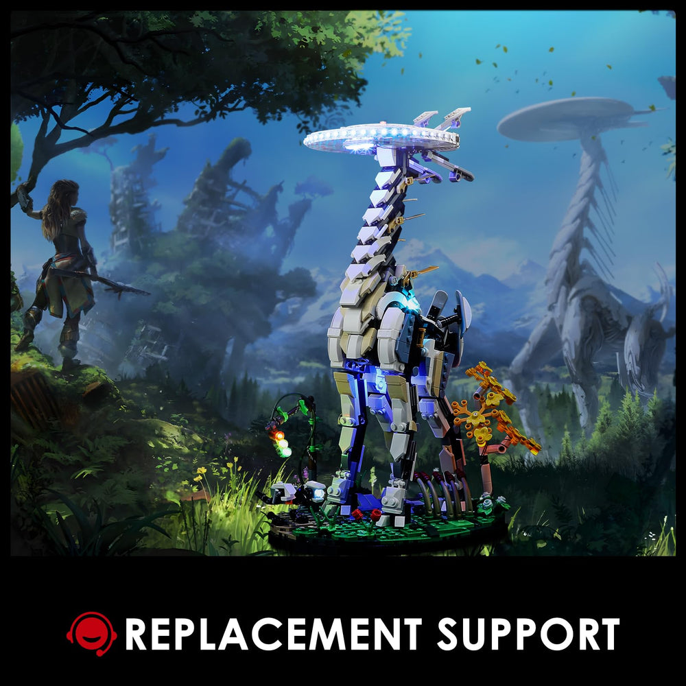 BRIKSMAX night display with illuminated Tallneck scene.