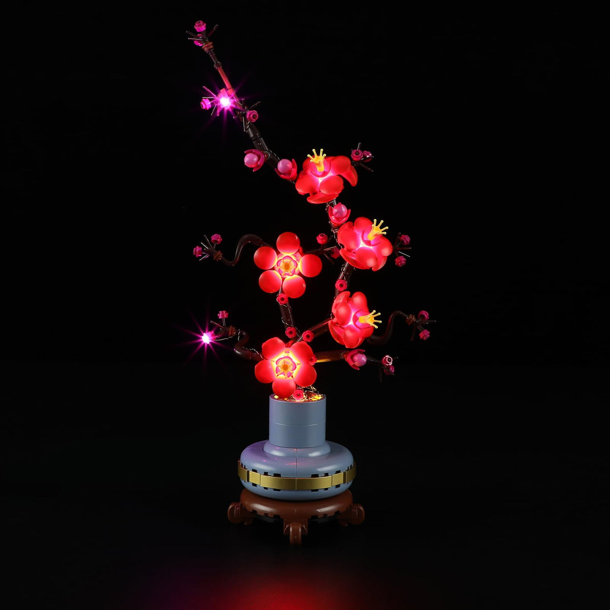 BRIKSMAX Plum Blossom light kit main view enhances display with warm LEDs for LEGO 10369