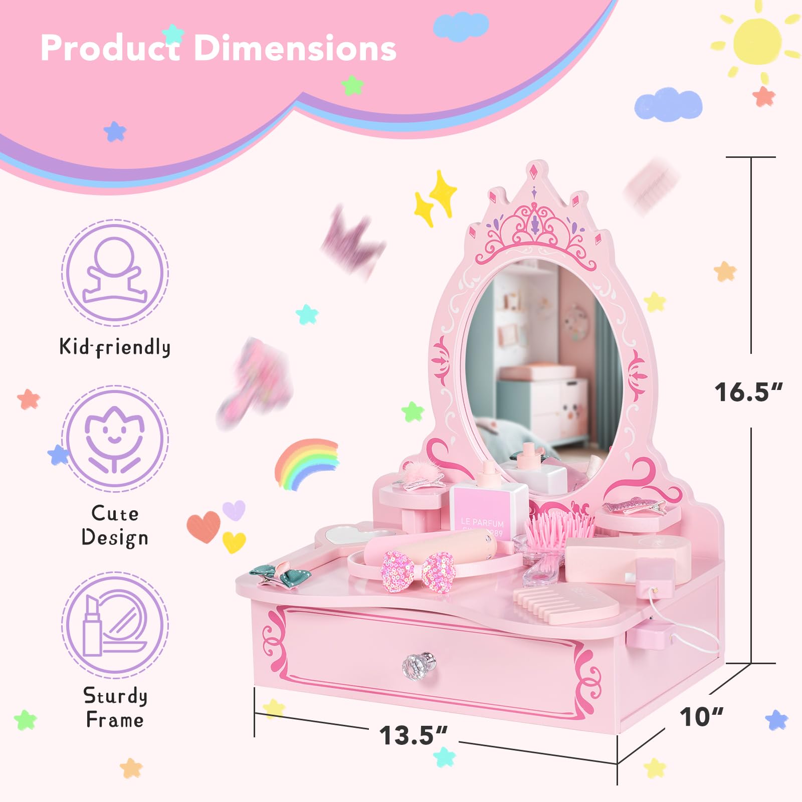 BRINJOY portable beauty station for playdates and travel-friendly fun.