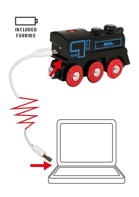 BRIO 33599 engine with magnetic couplings for quick, easy connections.