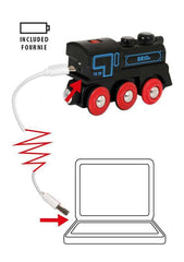 BRIO 33599 engine with magnetic couplings for quick, easy connections.