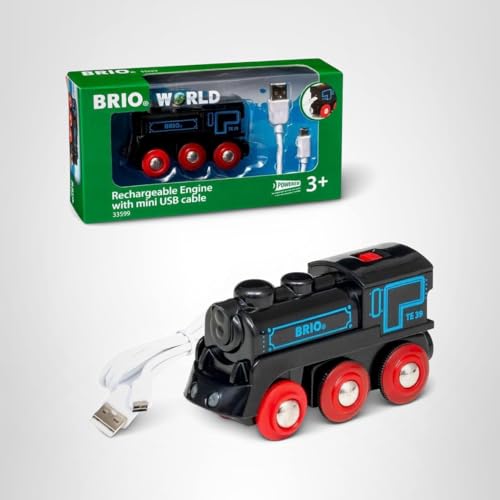 BRIO 33599 engine includes mini USB cable for charging accessibility.