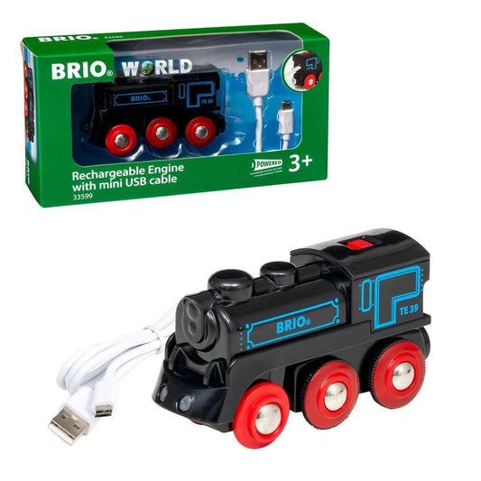 BRIO 33599 Rechargeable Engine with USB charging for convenient playtime at home.