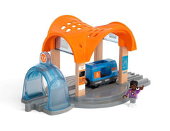 BRIO action tunnel visual highlighting interactive play and train control