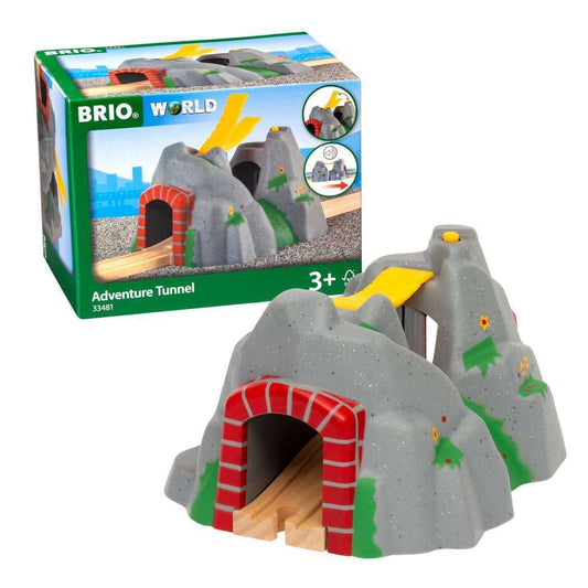 BRIO Adventure Tunnel emits four sounds as a train passes for immersive play.