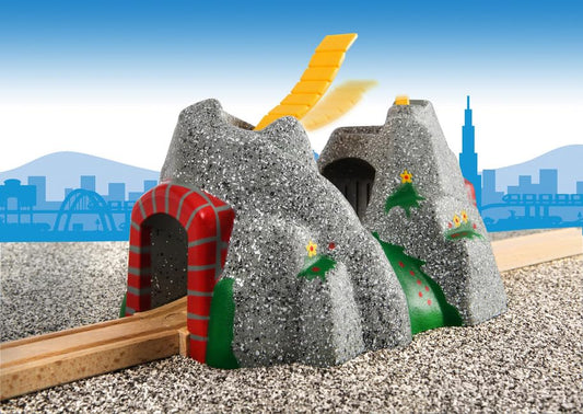 Close-up: BRIO Adventure Tunnel trigger mechanisms respond to passing trains.